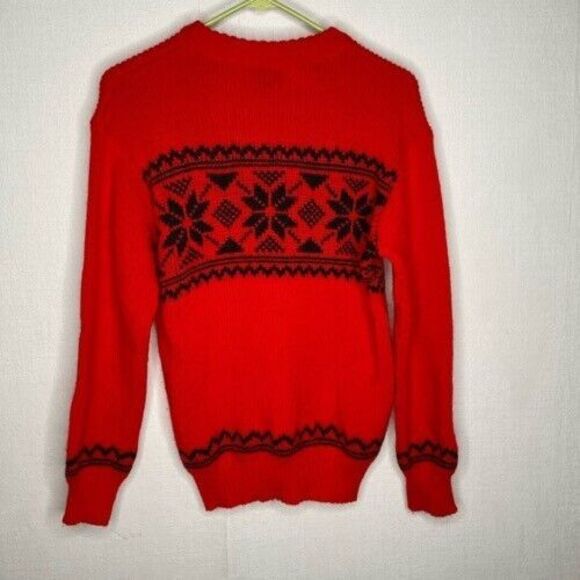 VTG Janus of Norway Scandinavian Crewneck Sweater Men Size L Nordic Red 100%Wool - Picture 7 of 8